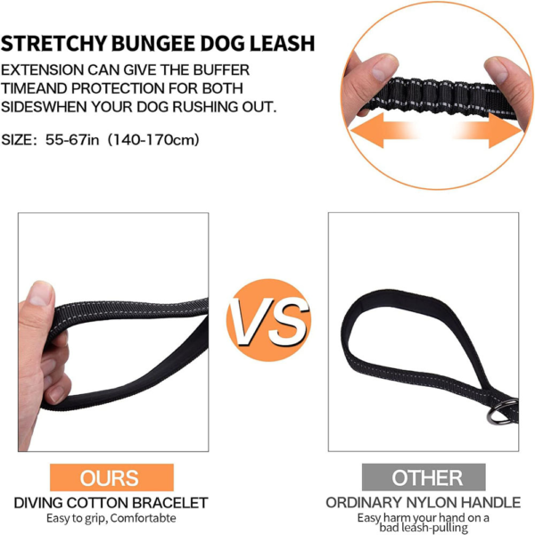 Tactical Dog Leash with Bungee – No Pull Control