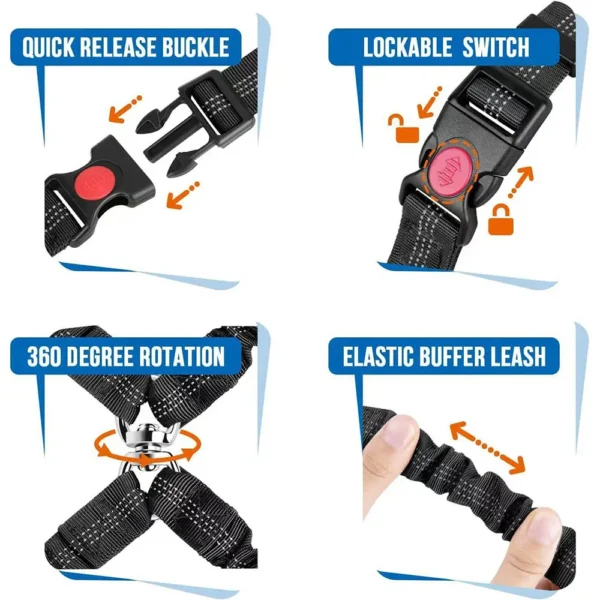 S07998fc6f13a4270bc66cac9150a54a2z.webp Double-headed Dog Safety Harness Pet Car Headrest Restraint Device Adjustable Tension Split Connection Safety Harness for Travel