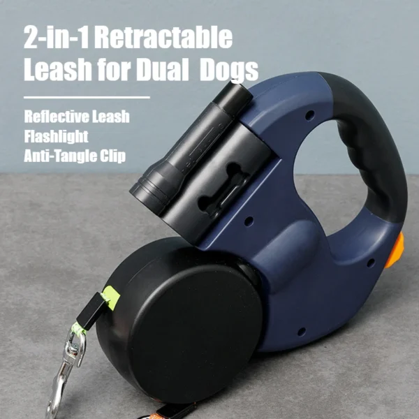 S1484bf00adb94d3b8f8863a744e6d9286.webp 2-in-1 Retractable Dog Harness for Dual Dogs – Reflective Leash Dog Accessories with Built-in Flashlight & Anti-Tangle Clip