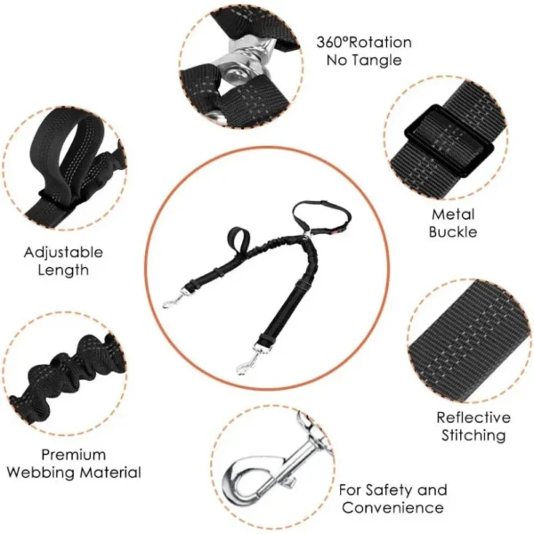 S728c339cf8e847d08533ec1bcc1f803fX.webp Double-headed Dog Safety Harness Pet Car Headrest Restraint Device Adjustable Tension Split Connection Safety Harness for Travel